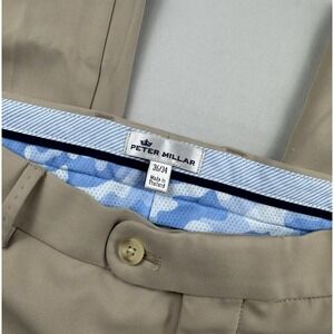 Peter Millar Charlotte Performance Trousers Mens 36x34 Beige Khaki Golf Pants